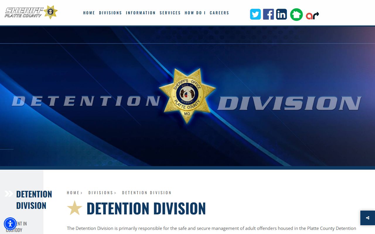 Platte County inmate population detention division roster links