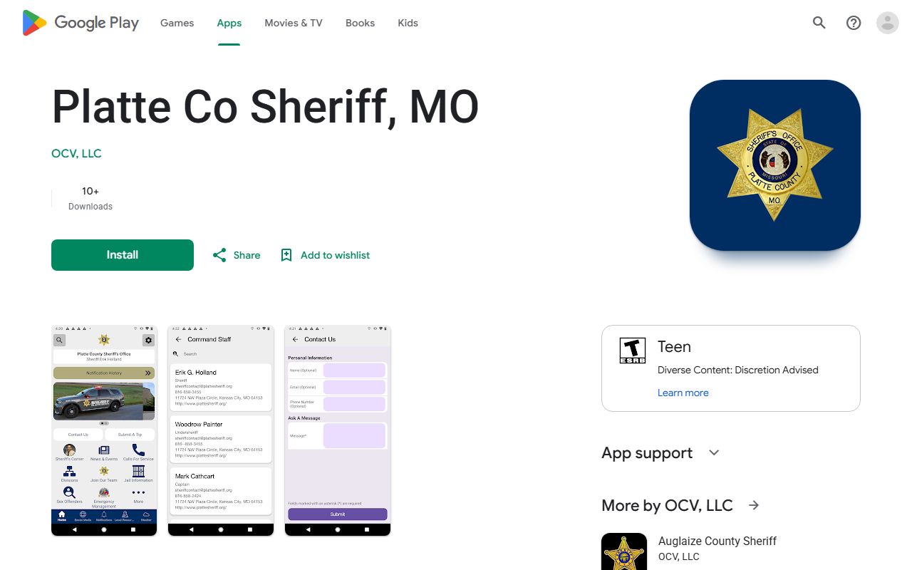Platte County sheriff app listing for alerts not inmate roster