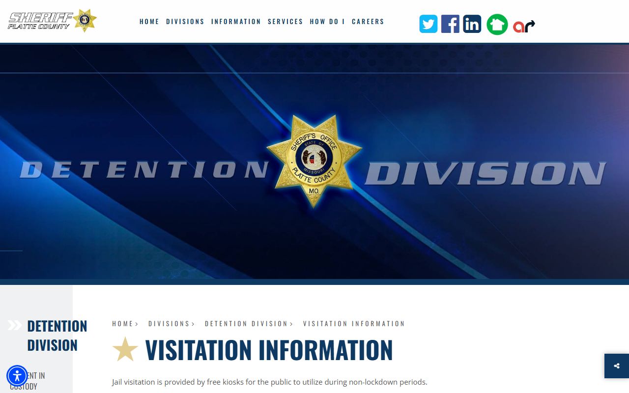Platte County Detention Center visitation kiosk information